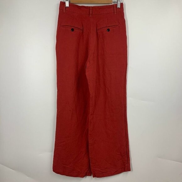 Zara Women's Flat Front Slash Pocket‎ Relaxed Wide Leg Pants Size S - Picture 2 of 11